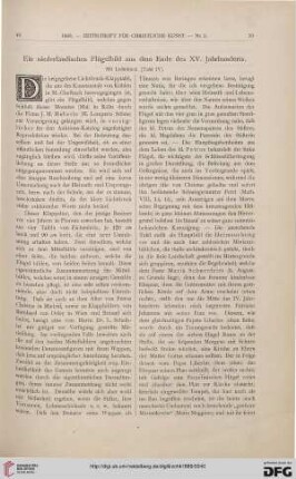 Ein niederländisches Flügelbild aus dem Ende des XV. Jahrhunderts