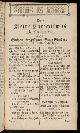Der Kleine Catechismus D. Lutheri