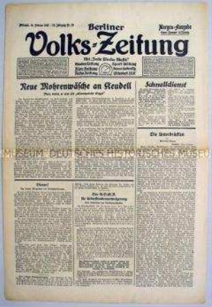 Berliner Volks-Zeitung u.a. zur Rolle von Innenminister von Keudell beim Kapp-Putsch 1920