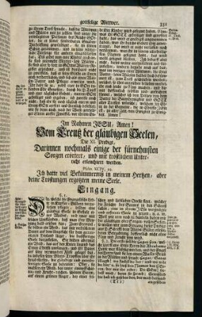 331-374, Die XI. Predigt, Darinnen nochmals einige der fürnehmsten Sorgen erörtert, und mit tröstlichem Unterricht erleuchtet werden.