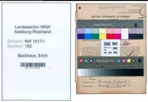 Entnazifizierung Erich Backhaus , geb. 31.08.1892 (Handelsvertreter)