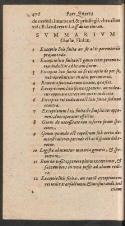 Summarium Glossae, Finitae.