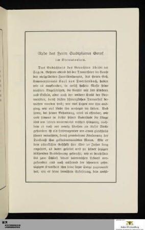 Rede des Herrn Stadtpfarrer Gerok im Krematorium