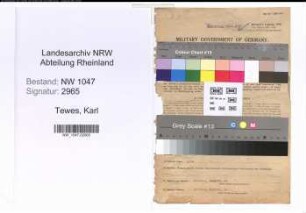 Entnazifizierung Karl Tewes , geb. 15.06.1904 (Haendler)
