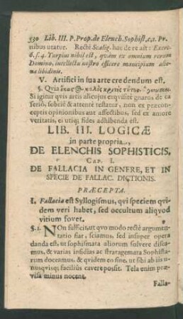 Cap. I. De Fallacia In Genere, Et In Specie De Fallac. Dictionis.