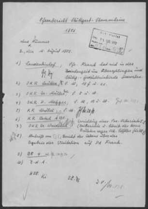Stammheim (Stuttgart): Visitationsberichte mit Pfarrbericht 1951