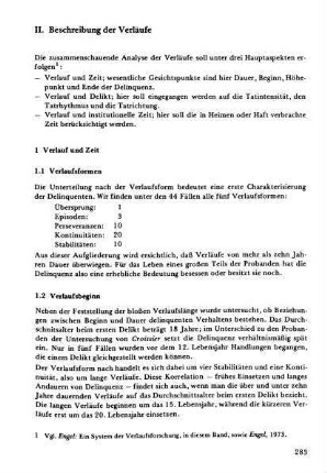 II. Beschreibung der Verläufe