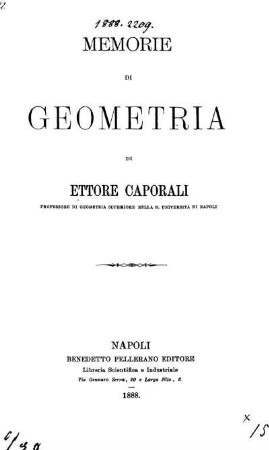 Memorie di Geometria
