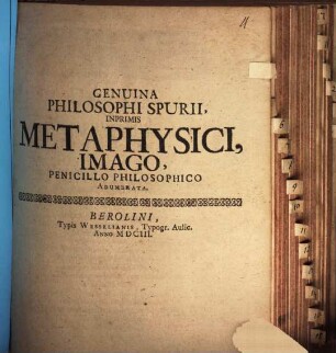 Genuina Philosophi Spurii, Inprimis Metaphysici, Imago, Penicillo Philosophico Adumbrata