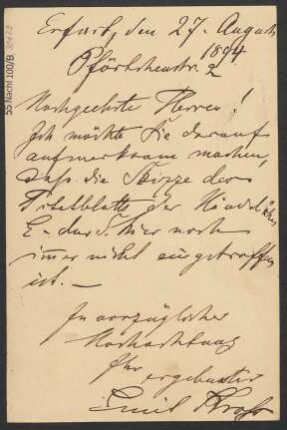 Brief an B. Schott's Söhne : 27.08.1894