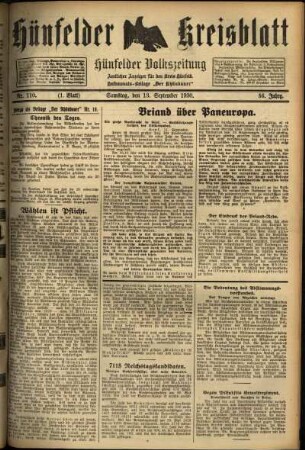 Erste Ausgabe vom Samstag, den 13. September 1930.