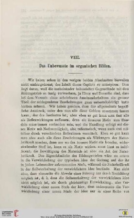 VIII. Das Unbewusste im organischen Bilden