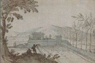 Italienische Villa in hügeliger Landschaft