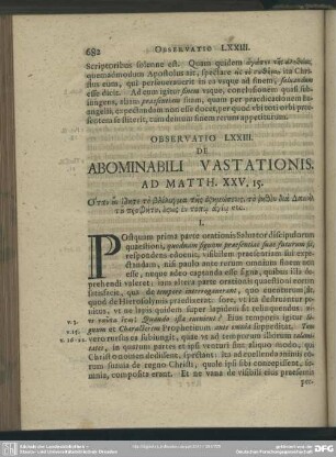 Observatio LXXIII. De Abominabili Vastationis, Ad Matth. XXV. 15.
