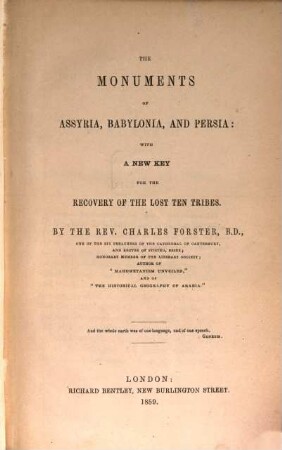 The Monuments of Assyria, Babylonia, and Persia
