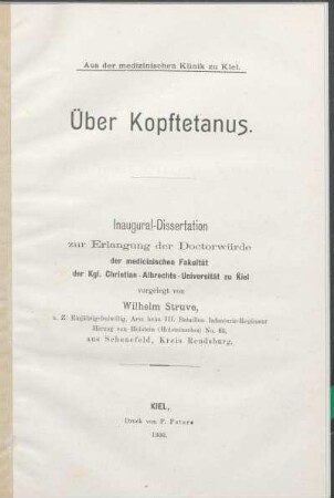 Über Kopftetanus