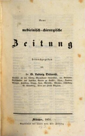 Neue medicinisch-chirurgische Zeitung. 1851
