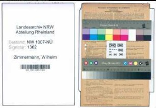 Entnazifizierung Wilhelm Zimmermann , geb. 02.04.1912 (Schreiner)