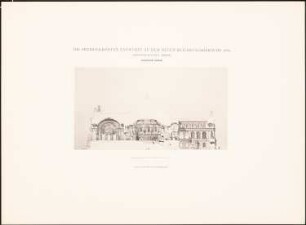 Reichstag, Berlin Zweiter Wettbewerb: Schnitt A B (aus: Die preisgekrönten Entwürfe zu dem neuen Reichstagsgebäude, Berlin 1882)