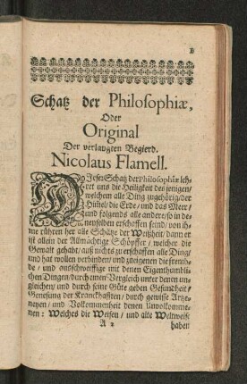 Schatz der Philosophiae, Oder Original Der verlangten Begierd ...