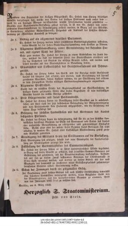 Nachdem eine Deputation der hiesigen Bürgerschaft Sr. Hoheit dem Herzog ... : [Beantwortung der Wünsche der Bürgerschaft von Gotha] ; Gotha, am 8. März 1848