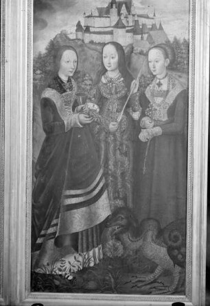 Rechter Innenflügel mit der heiligen Barbara, der heilige Ursula und der heiligen Margaret