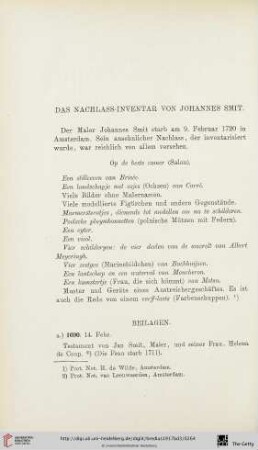 Das Nachlass-Inventar von Johannes Smit