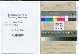 Entnazifizierung Fritz Van Reinhart , geb. 28.10.1914 (Kaufmann)