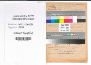Entnazifizierung Siegfried Schleef, geb. 05.08.1907 (Bahnsekretaer)