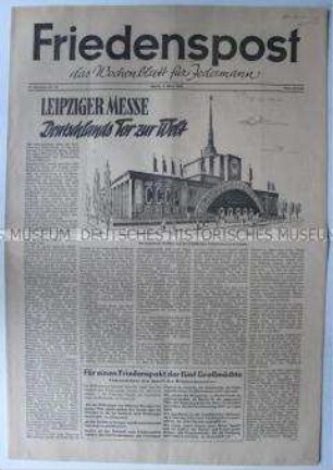 Wochenzeitung der DSF "Friedenspost" u.a. zur Leipziger Messe