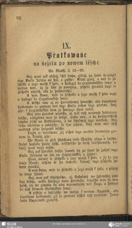 IX. Pṙatkowaṅe na ṅeżelu po nowem lėsche