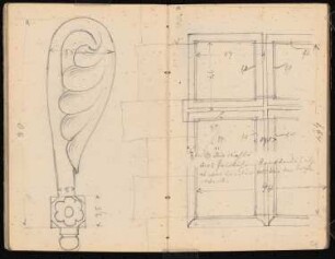Skizzenbuch: Diverse Skizzen: Ornament, Fenster