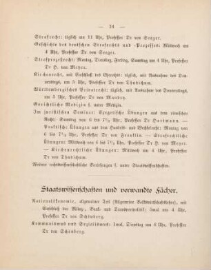 14-16, Staatswissenschaften und verwandte Fächer