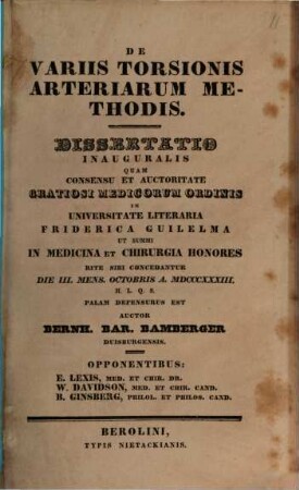 De variis torsionis arteriarum methodis