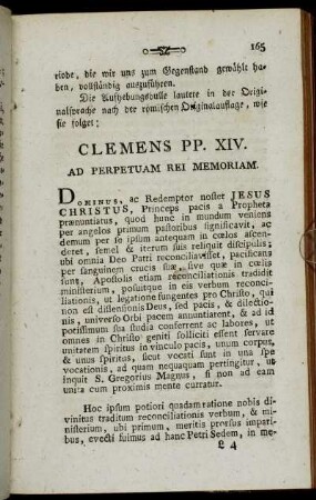 Clemens PP. XIV. Ad Perpetuam Rei Memoriam.