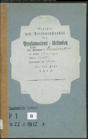 Zivilstandsregister der evangelischen Gemeinde Amelunxen, Kreis Höxter (A 1812). (Gemeinde: Evangelische Gemeinde Amelunxen, Kreis Höxter)