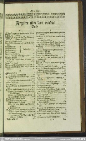 Register über das vierdte Buch
