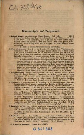 Antiquarischer Katalog der C. H. Beck'schen Buchhandlung in Nördlingen, 77. 1865