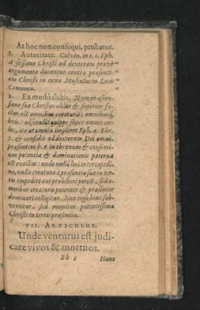 VII. Articulus. Unde venturus est iudicare vivos & mortuos.