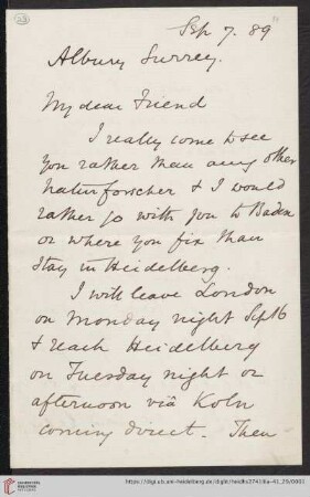 Briefe von Henry E. Roscoe an Robert Wilhelm Bunsen: Brief von Henry E. Roscoe an Robert Wilhelm Bunsen