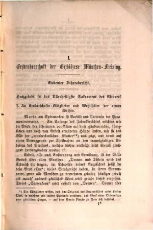Bericht der in der Basilika des Heil. Bonifazius in München errichteten Erzbruderschaft zur Ewigen Anbetung des Allerheiligsten Altars-Sakramentes und zur Unterstützung Armer Kirchen. 7. 1863