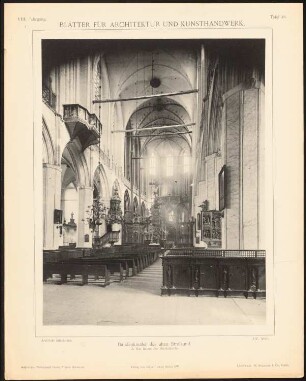 Nikolaikirche, Stralsund: Innenansicht (aus: Blätter für Architektur und Kunsthandwerk, 8. Jg., 1895, Tafel 46)