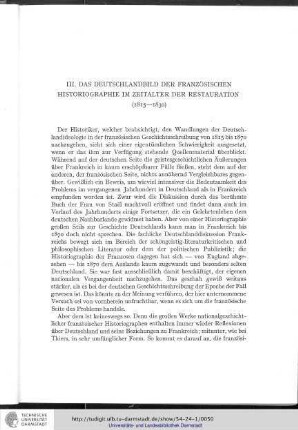 III. Das Deutschalndbild der französischen Historiographie im Zeitalter der Restauration (1815-1830)