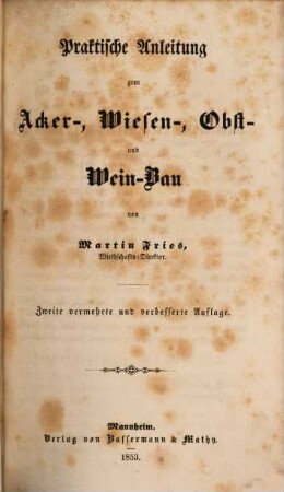Handbuch der praktischen Landwirthschaft. 1