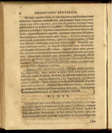 Omnibus Rei Litterariæ Studiosis.
