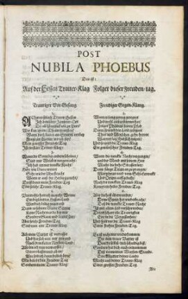 Post Nubila Phoebus Das ist: Auf der Hessen Trauer-Klag Folget dieser Freuden-tag.