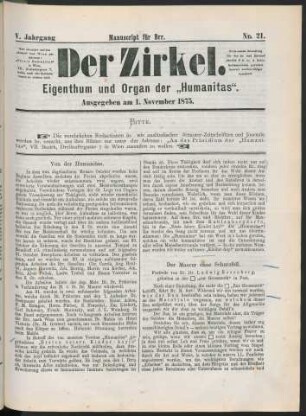 Nr. 21. Ausgegeben am 1. November 1875.