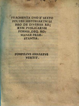 Fragmenta duo e sexto Polybii historiarum libro ...