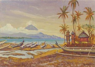 Am Strand von Sanoer mit dem Goenoeng Agoeng