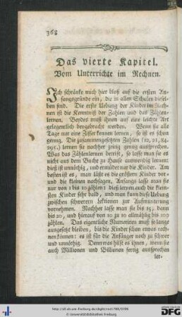 Das vierte Kapitel. Vom Unterrichte im Rechnen.